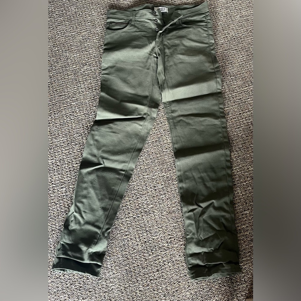 Naked and Famous Olive Green Canvas pant. Size 34. Super Guy fit.